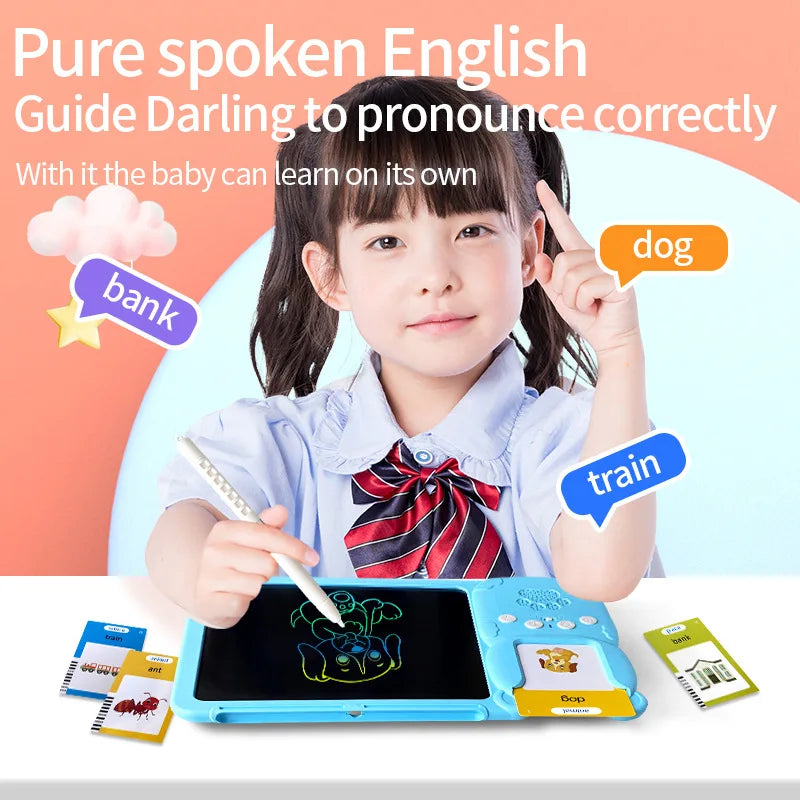 Talking Flash Cards LCD Writing Tablet Board Pad Toy Learning Education Preschool Montessori Speech Therapy Autism Toys for Kid
