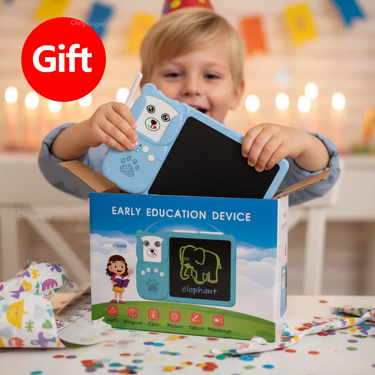 2 in 1 Talking Flash Cards & LCD Writing Tablet English Learning Education Toy with Audio Sound Gifts for Kids Boy Girl Toddler